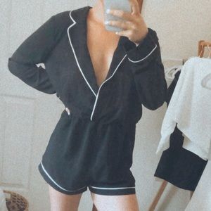 Black Empress Surplice Romper